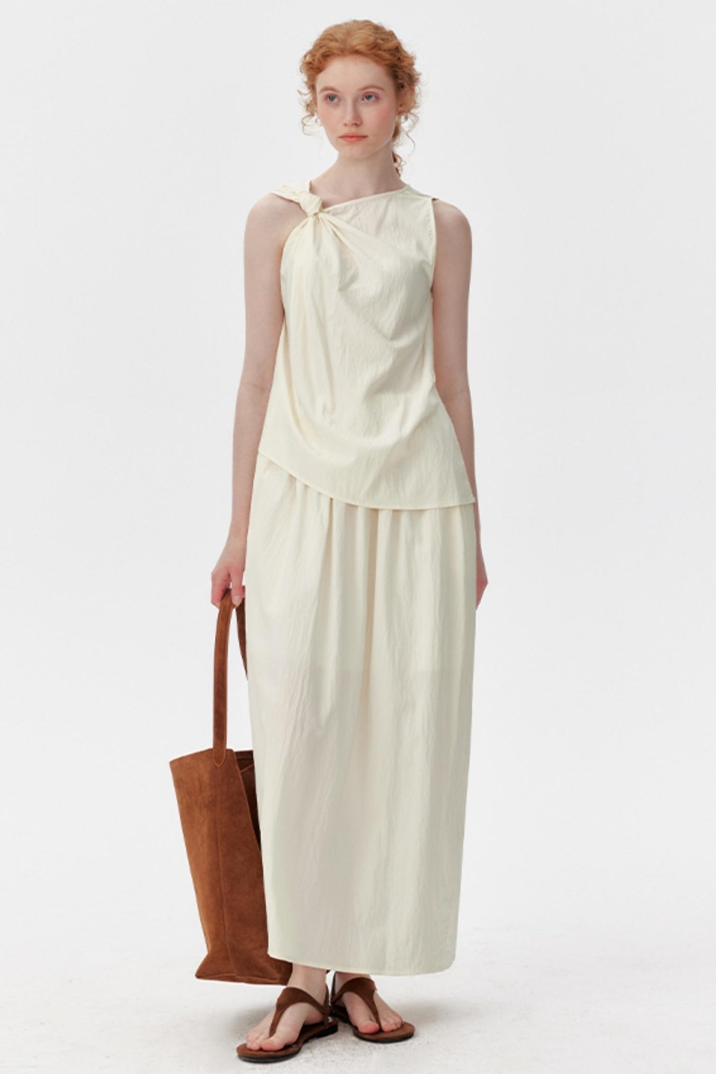 Textured Knot Vest & Skirt Set