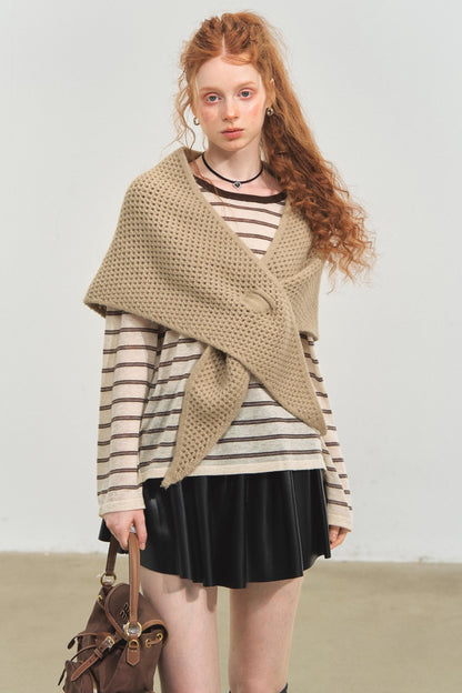 Vintage Striped Gray Knit Top