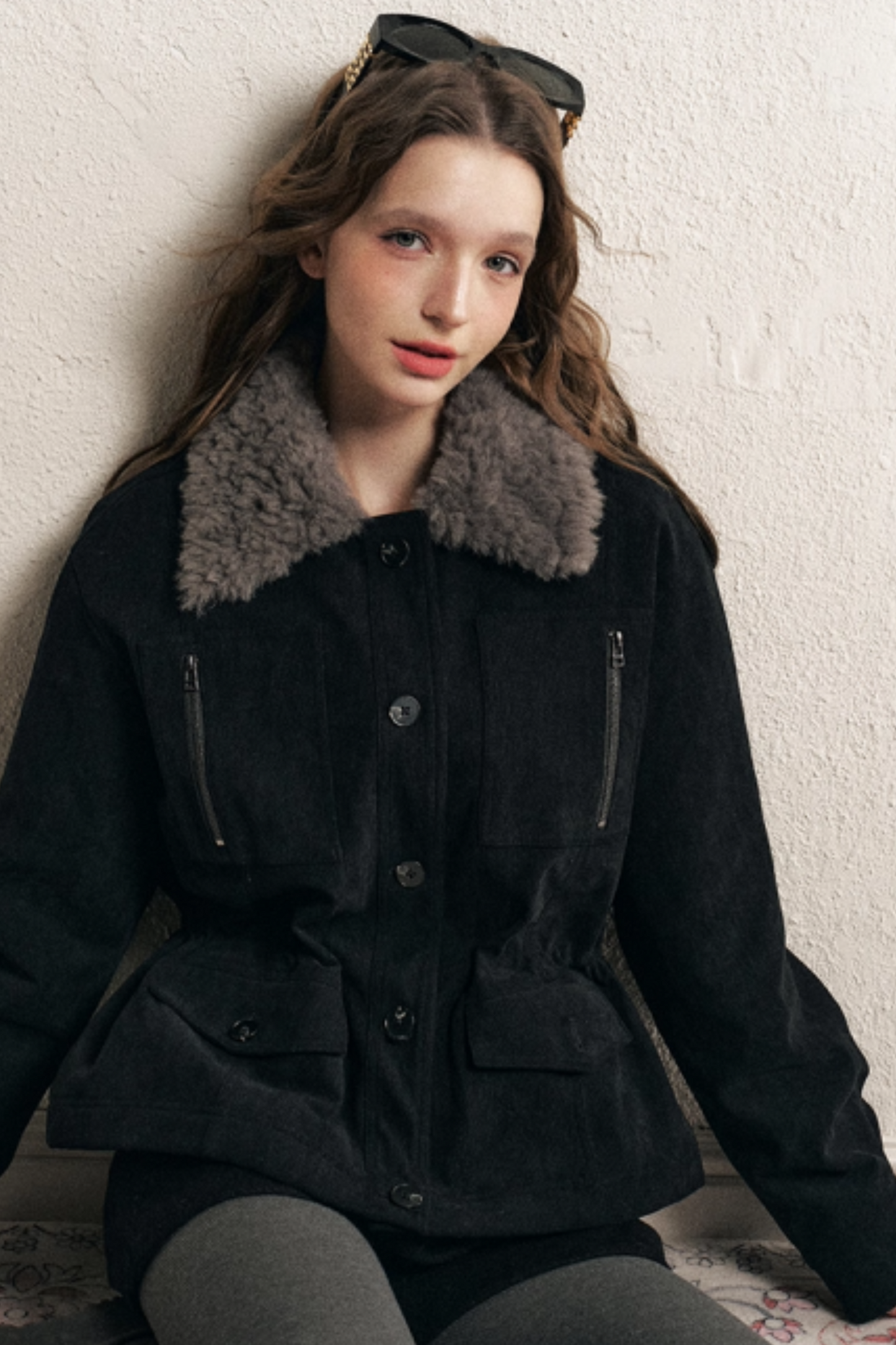 Petite Corduroy Fur Collar Jacket