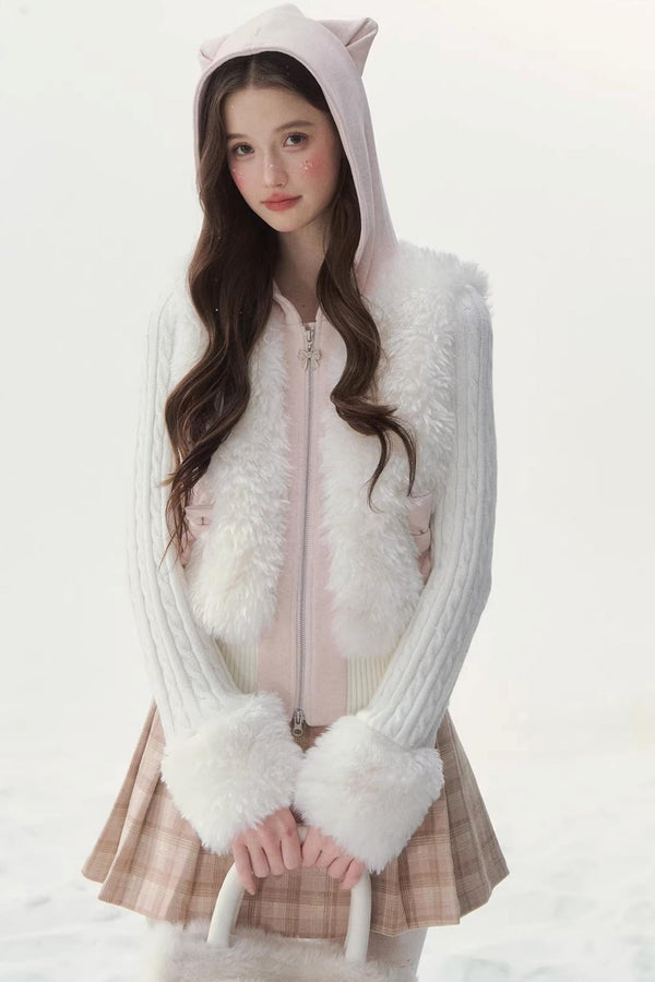 Eco-Friendly Fur Patchwork Jacket