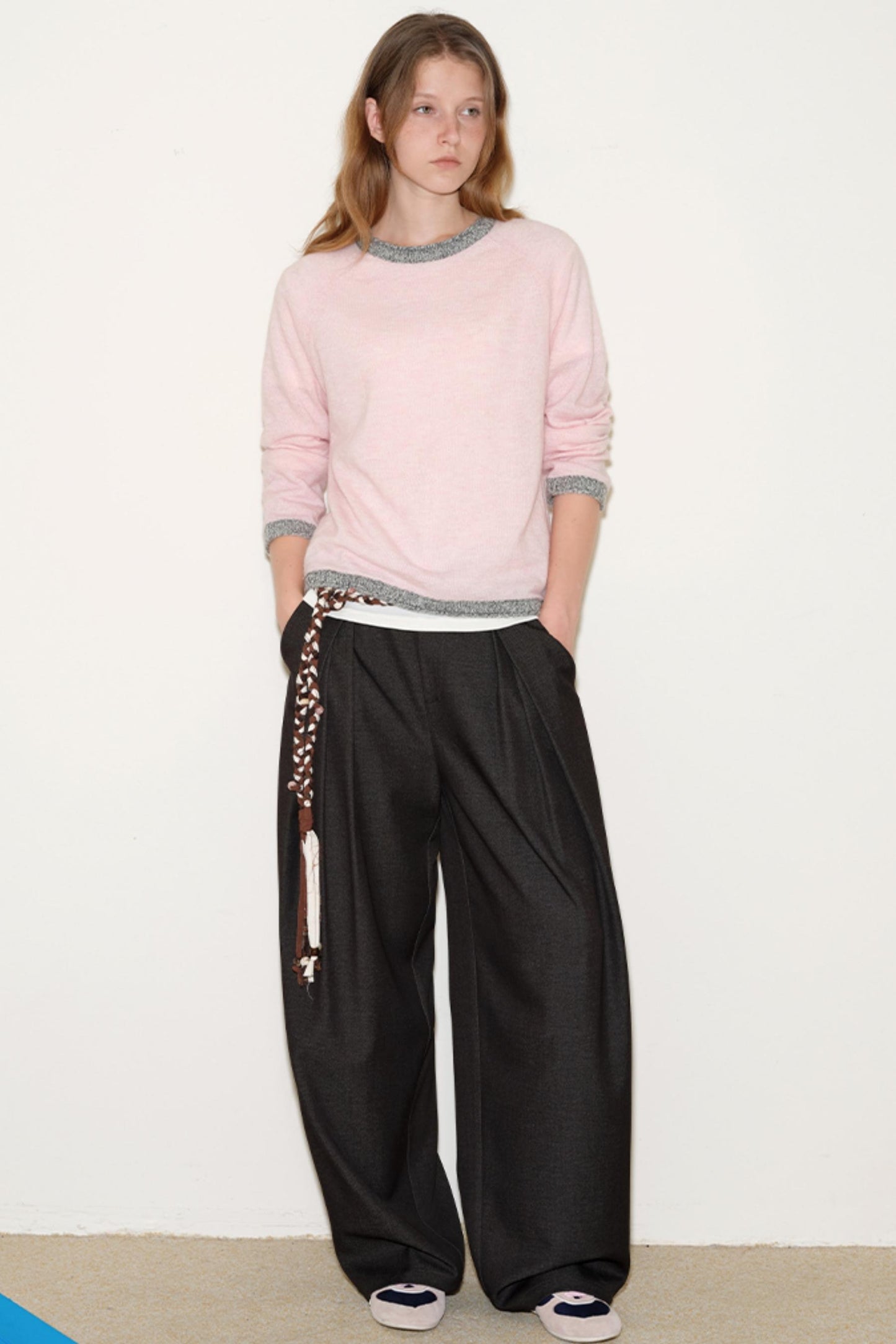 Pleated Straight-Leg Suit Pants