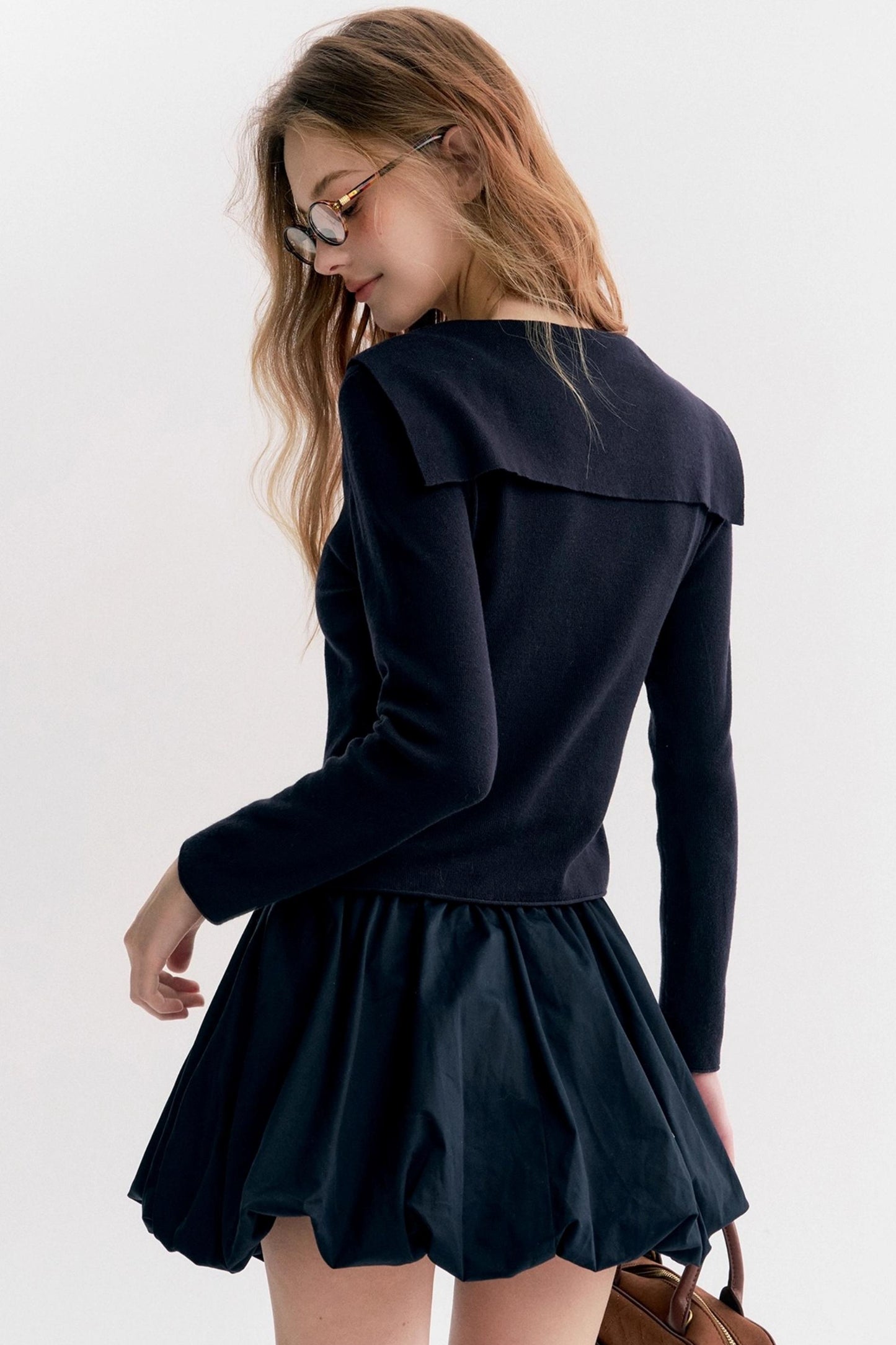 Contrasting Pleated Puffy Skirt