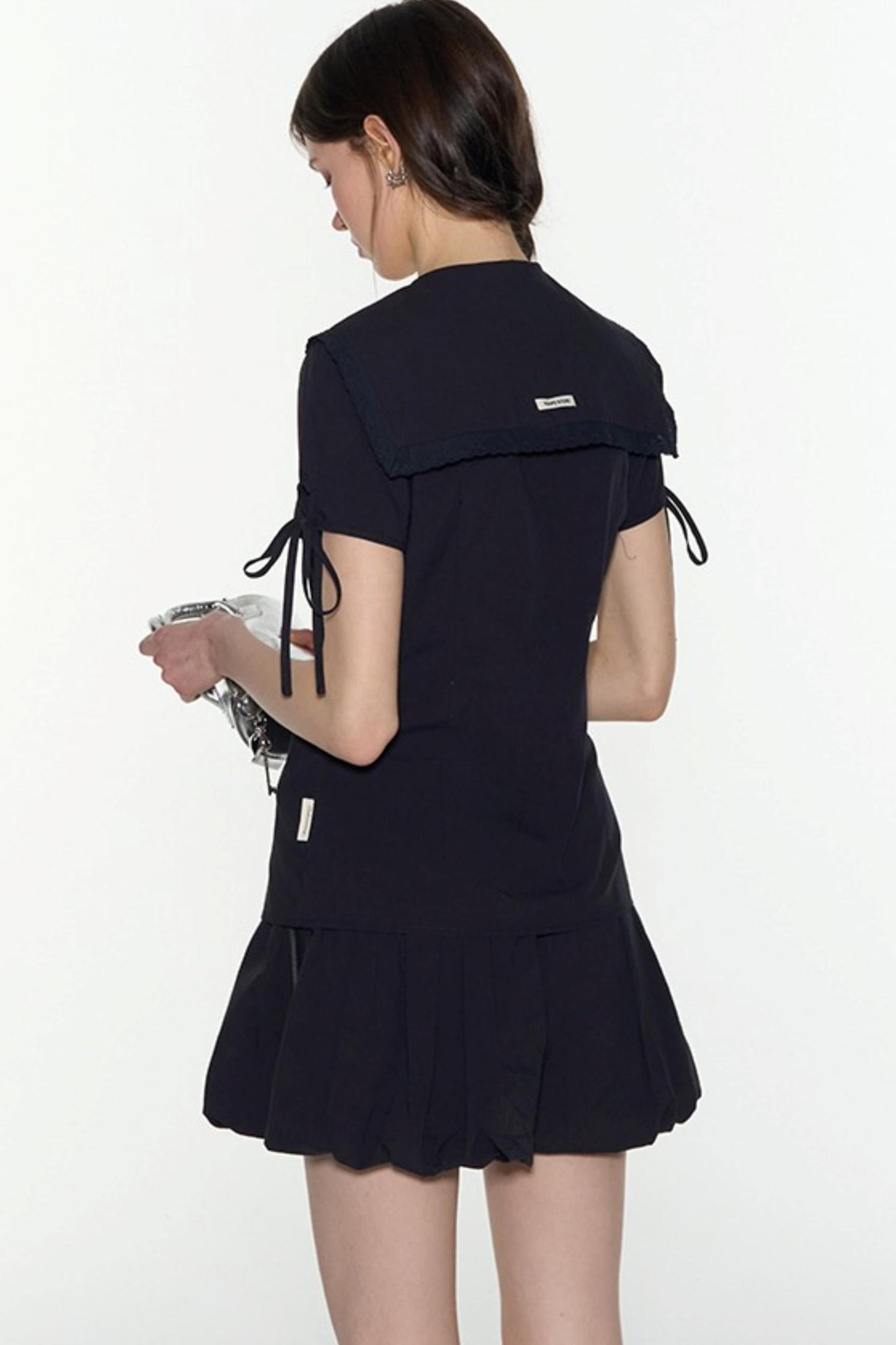 Navy Lace Collar Top & Skirt Set-Up