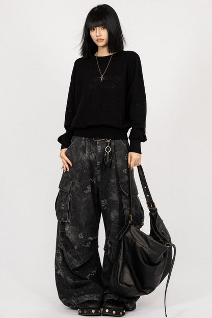 Simple Black Knitwear Sweater