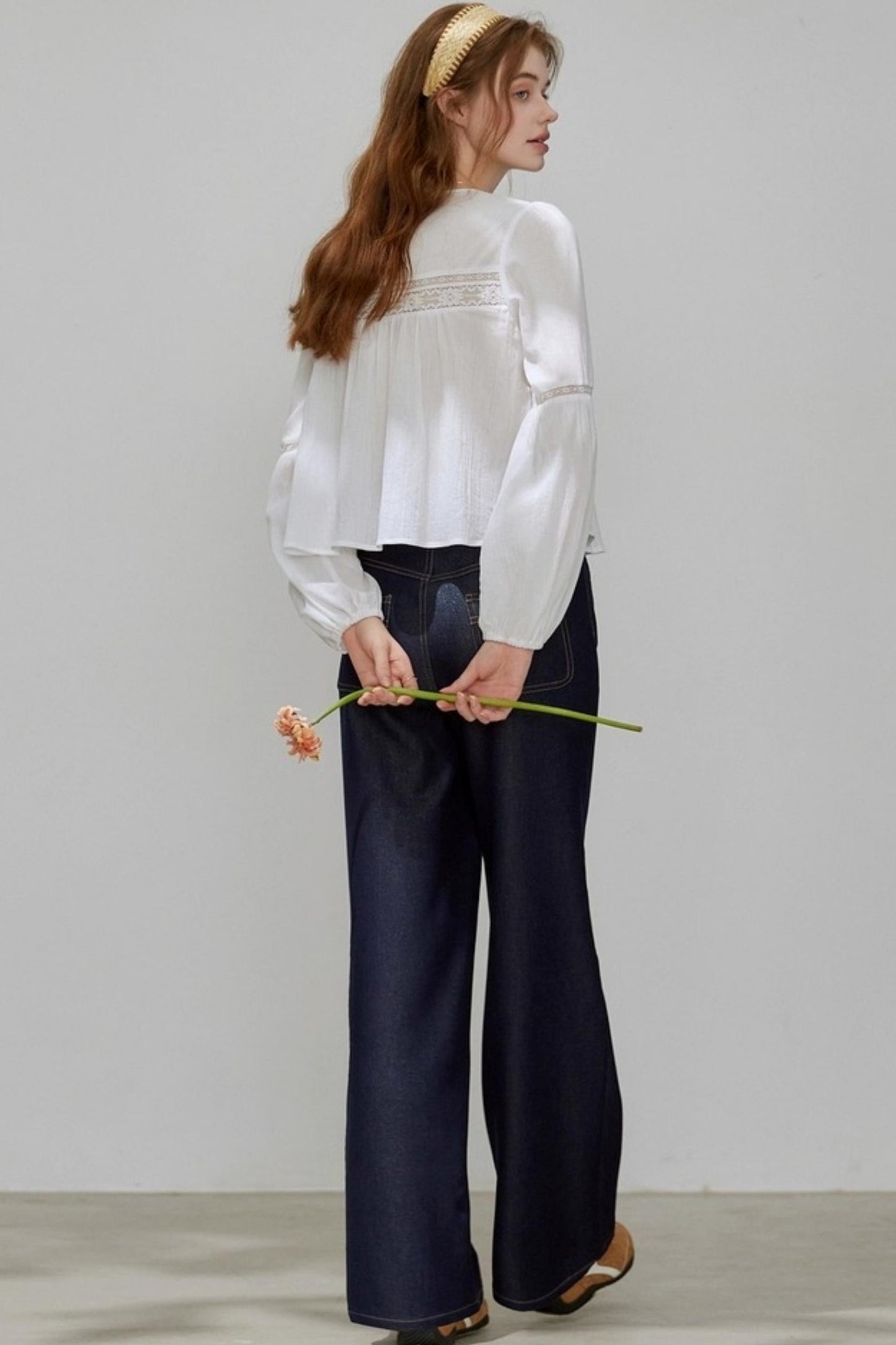 White Lace V-Neck Top