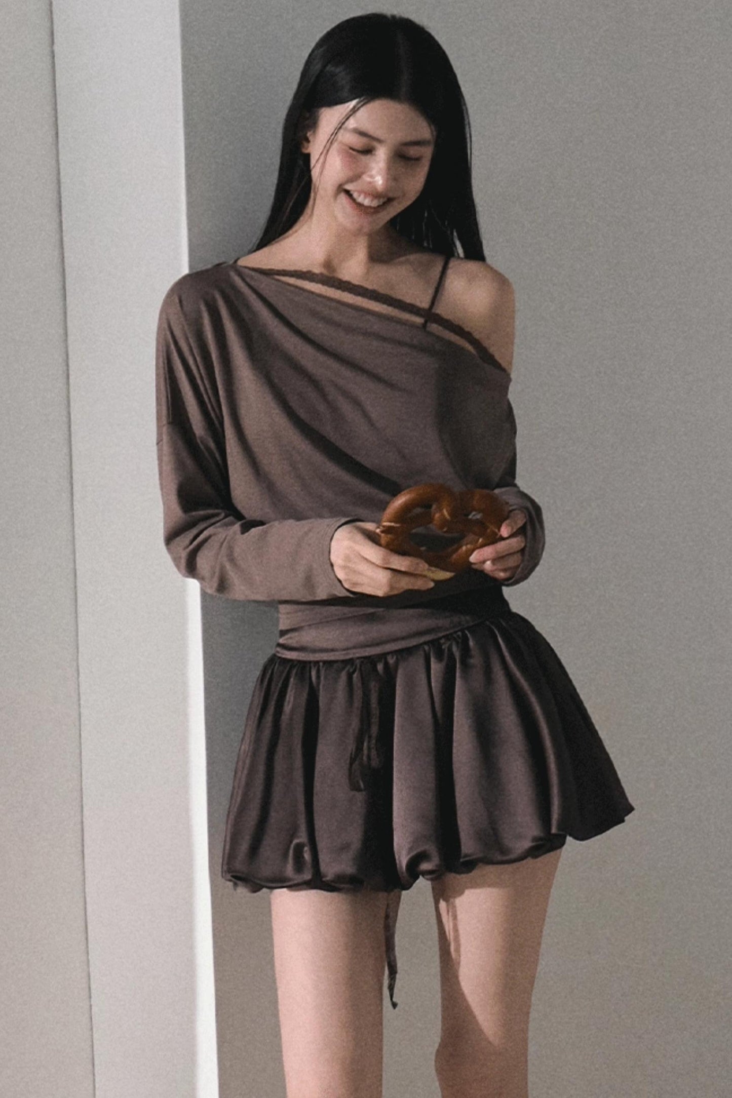 Lyocell Lace Swing Long T-Shirt