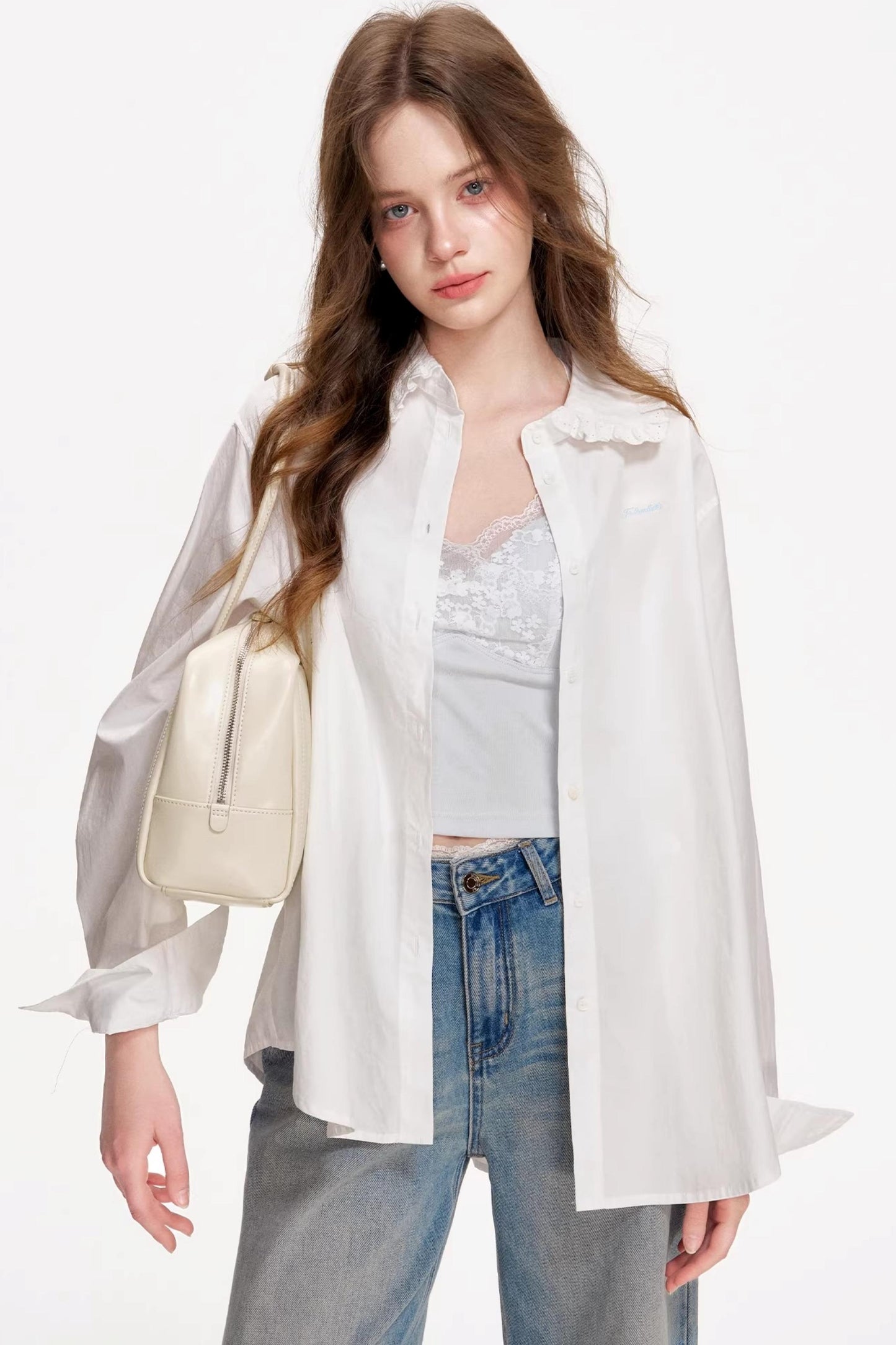 Cotton Lace Embroidered Shirt