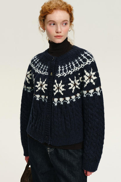 Soft Fair Isle Wool Sweater Cardigan