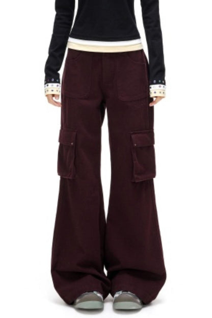 Retro Embroidered Rivet Pants