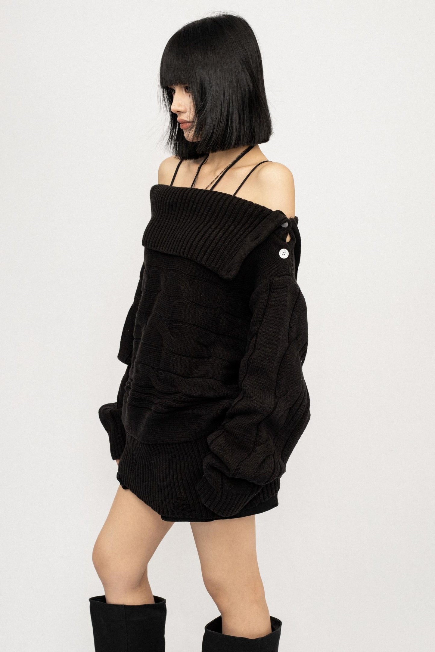 Slanted Shoulder Heavy Top