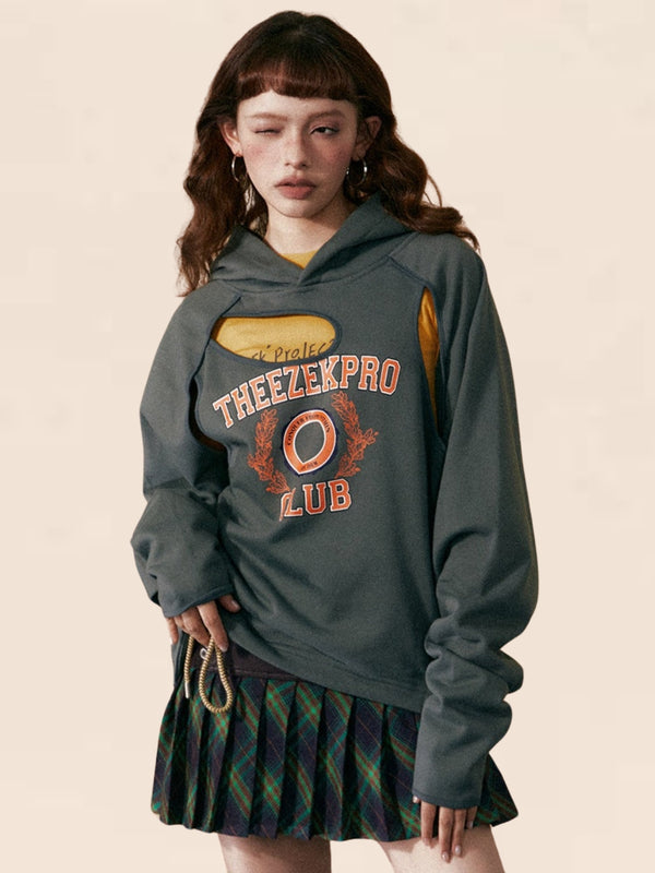 American retro hiphop hooded pullover top