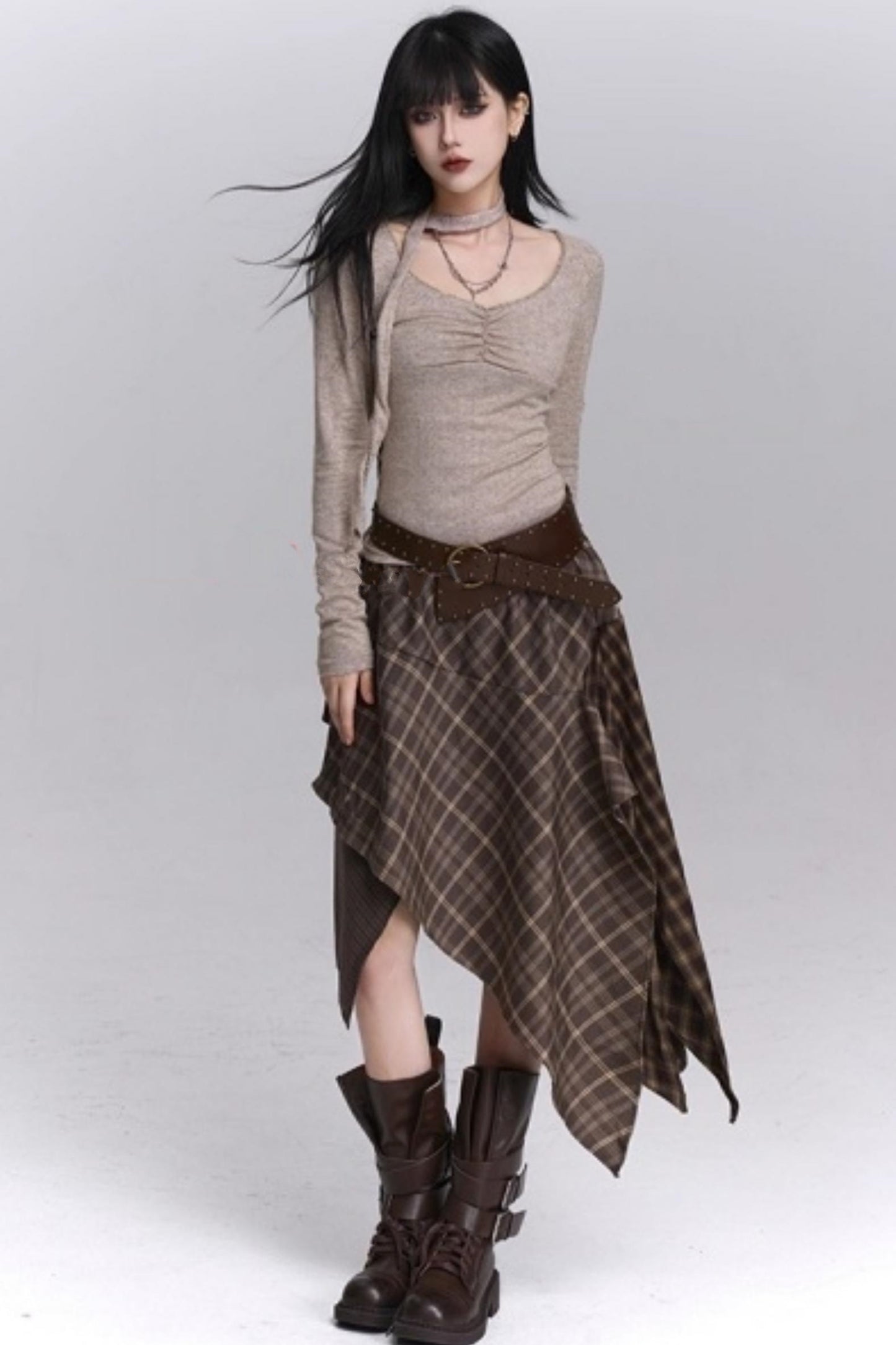 Irregular Plaid Autumn Skirt