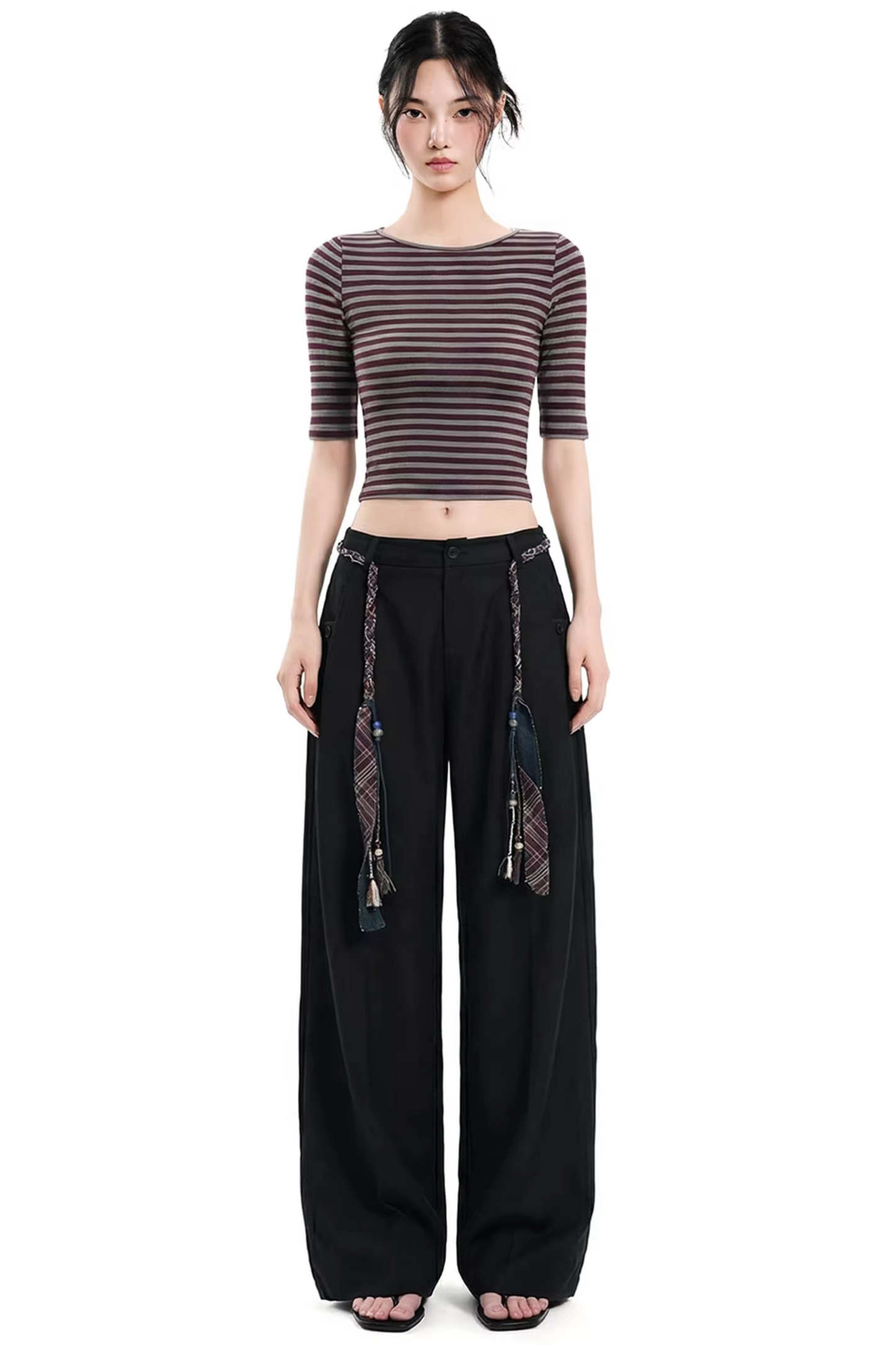 Top a righe senza schiena slim-fit