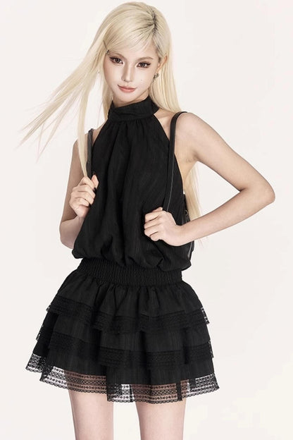 Backless Striped Bow Dress