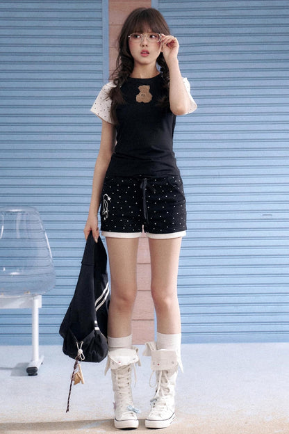 Detachable Polka Dot Peplum Shorts