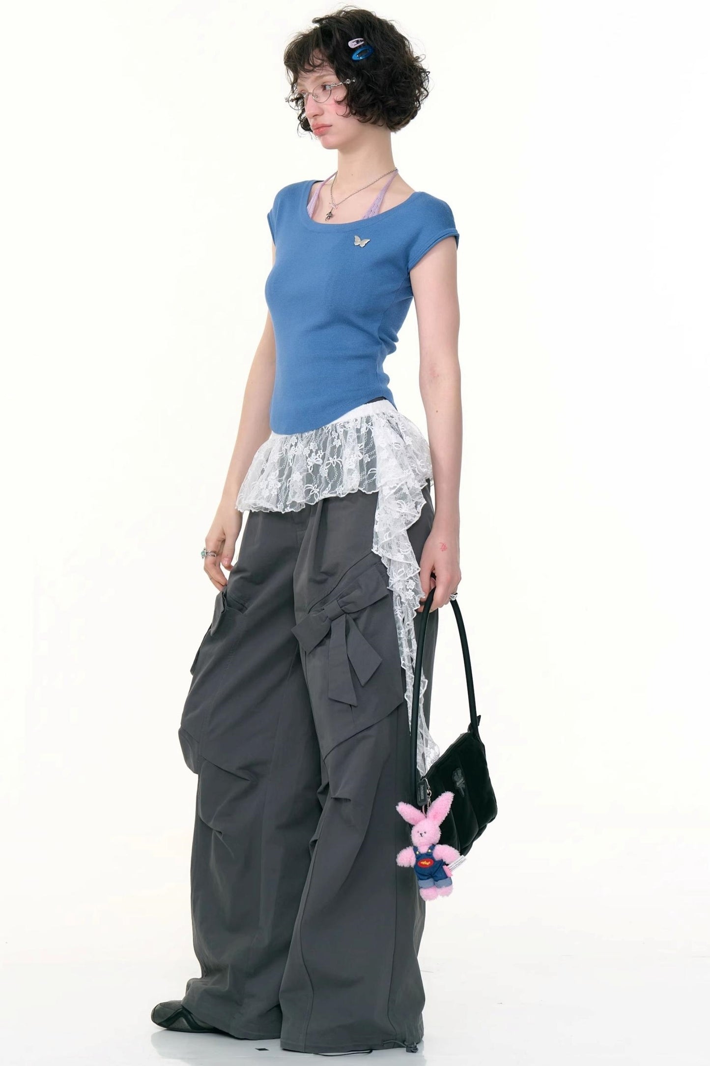 American Retro High Waist Cargo Trousers