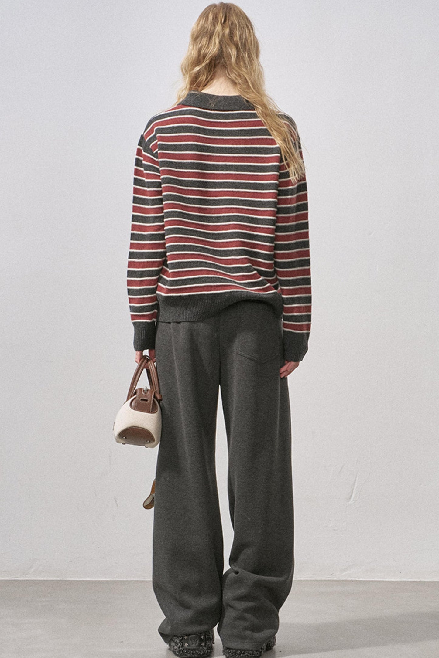 Cotton Wool Striped Polo Sweater