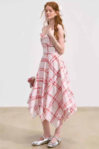 Pink Plaid Halter Dress