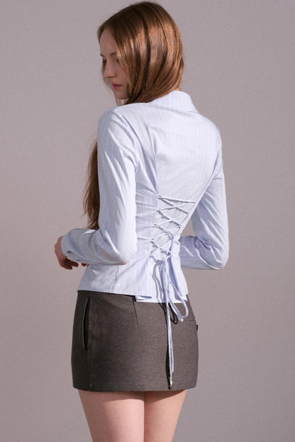 Slim Waist Back Strap Shirt