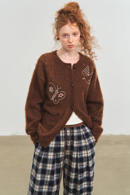 Lazy Check Wide-Leg Pants