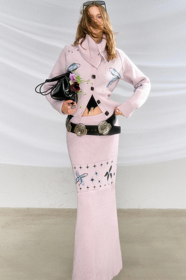 Smart Lapel Hand-Drawn Knit Sweater Set-Up