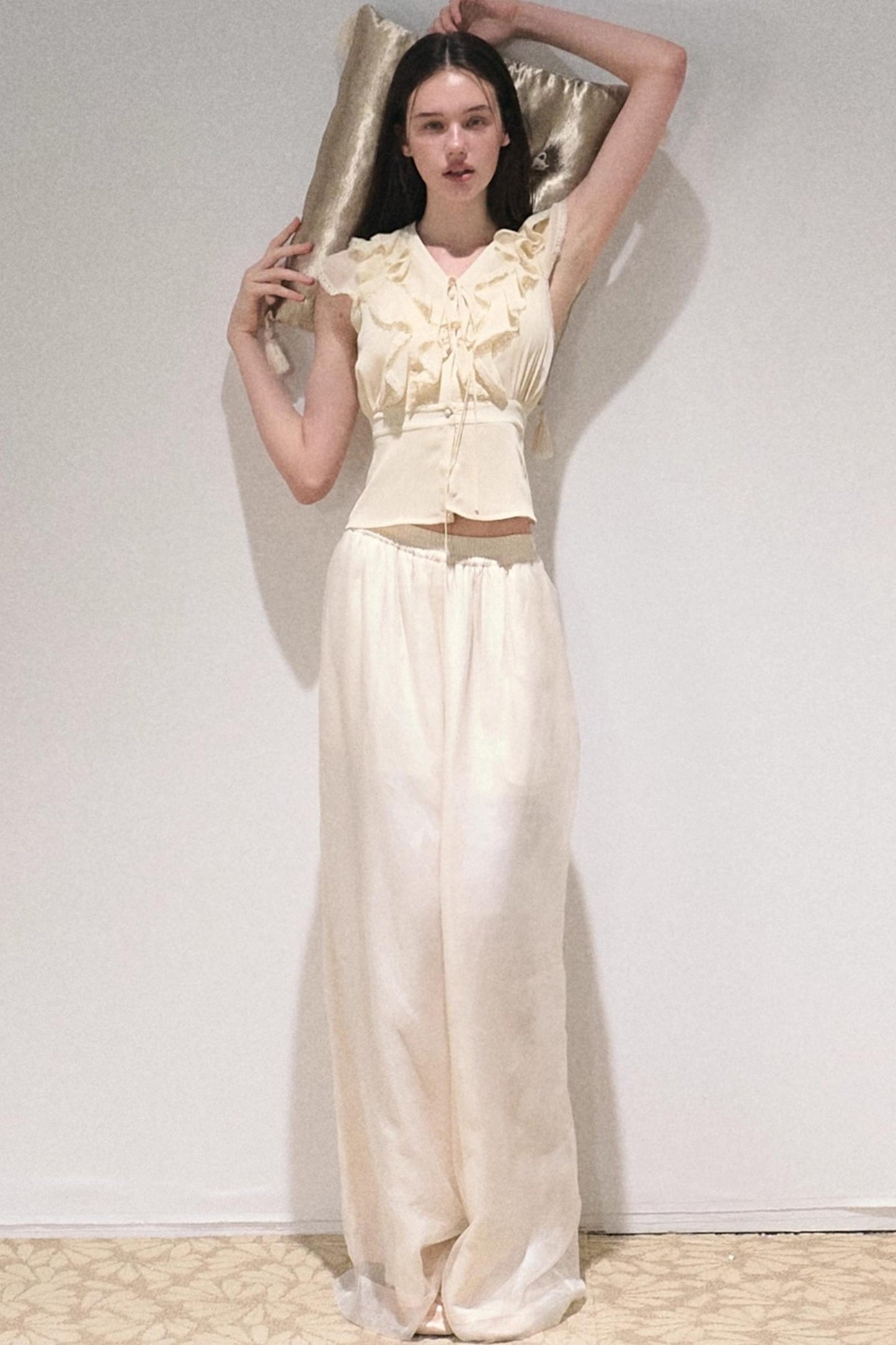 River Ruffle Sleeveless Waist Cinched Top