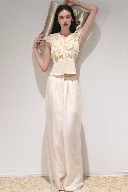 River Ruffle Sleeveless Waist Cinched Top