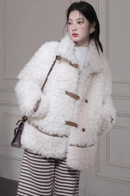 Velvet Curly Fur Coat Set