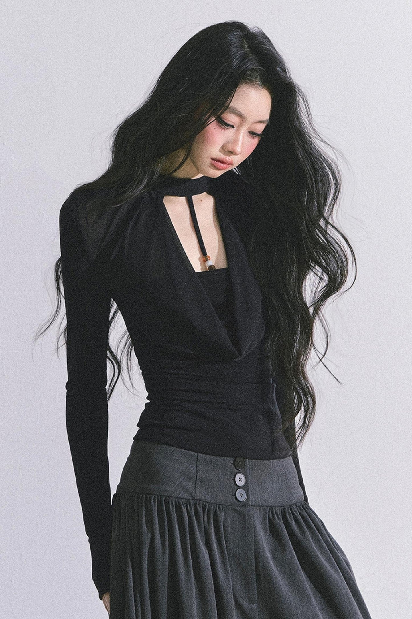 Pure Desire Long-Sleeved Black Top