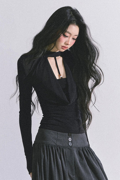 Pure Desire Long-Sleeved Black Top