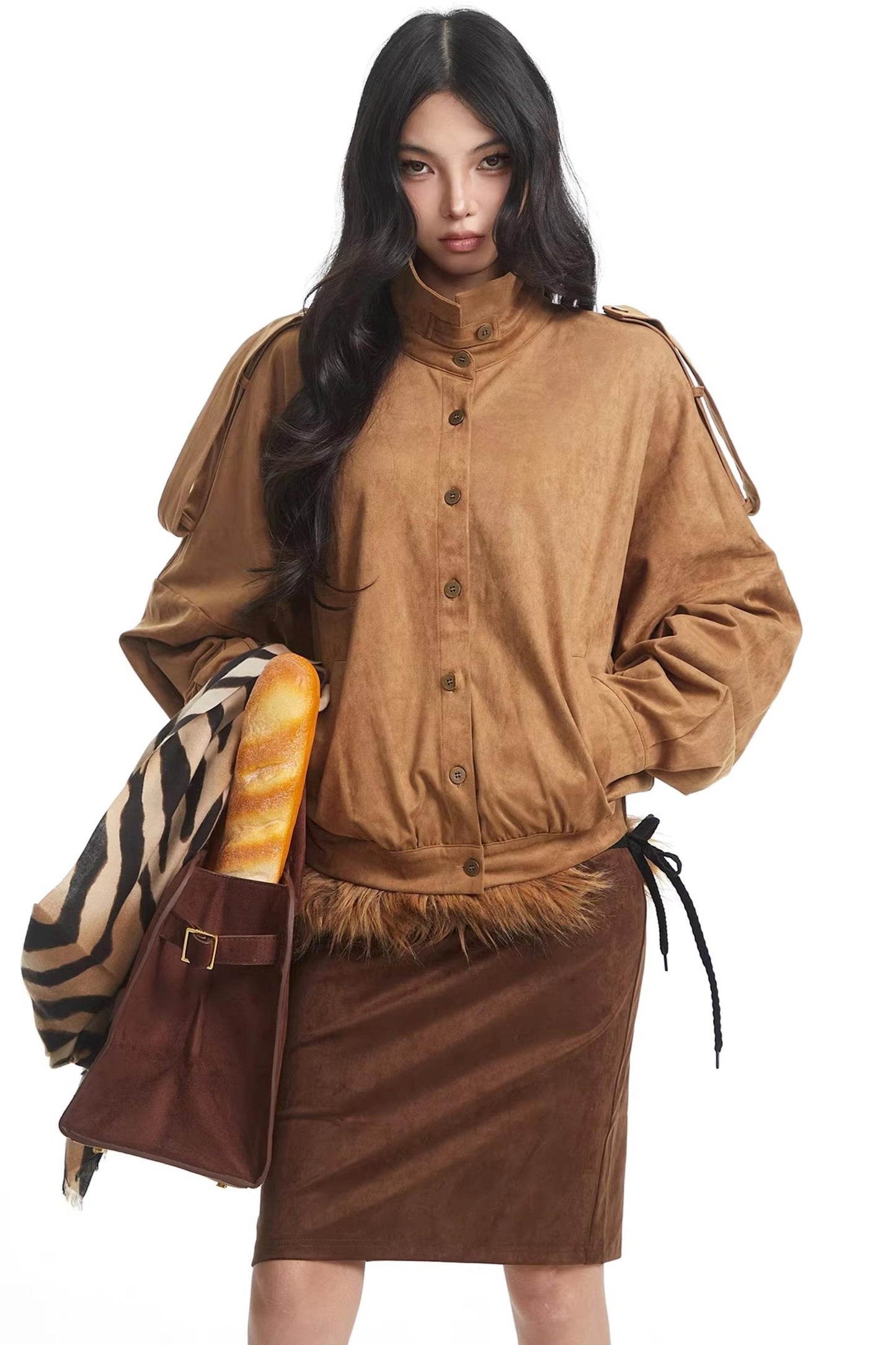 Korean Suede Retro Jacket Set-Up