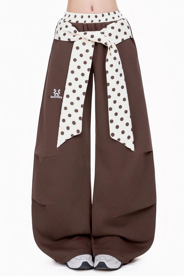 Retro Polka Dot Belt Sweatpants