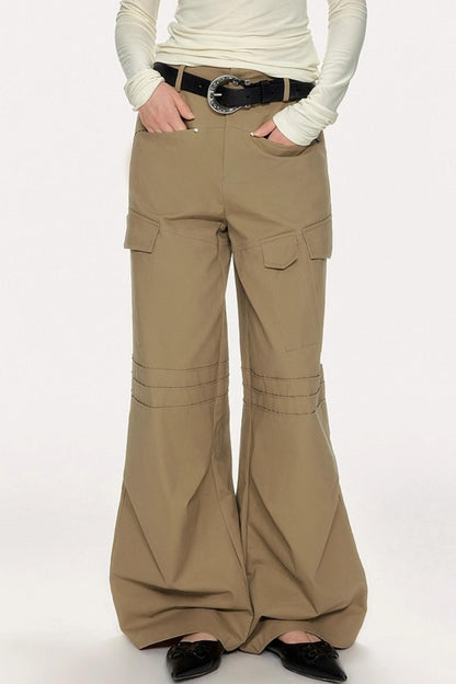 High-Waisted Solid Color Wide-Leg Trousers