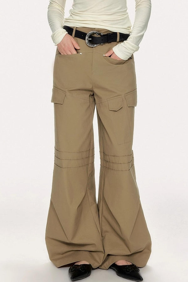 High-Waisted Solid Color Wide-Leg Trousers