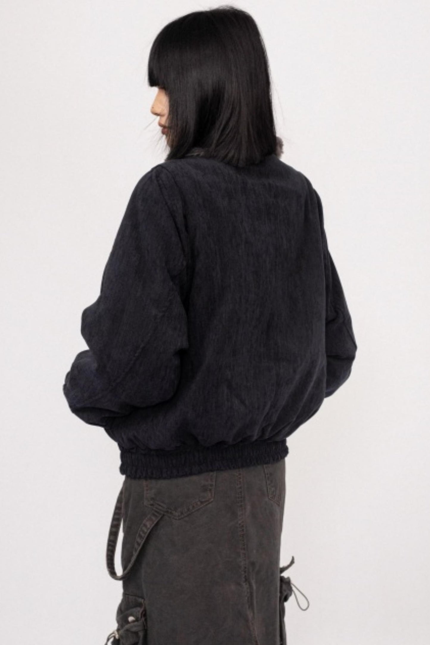 Retro Patchwork Fur Collar Jacket