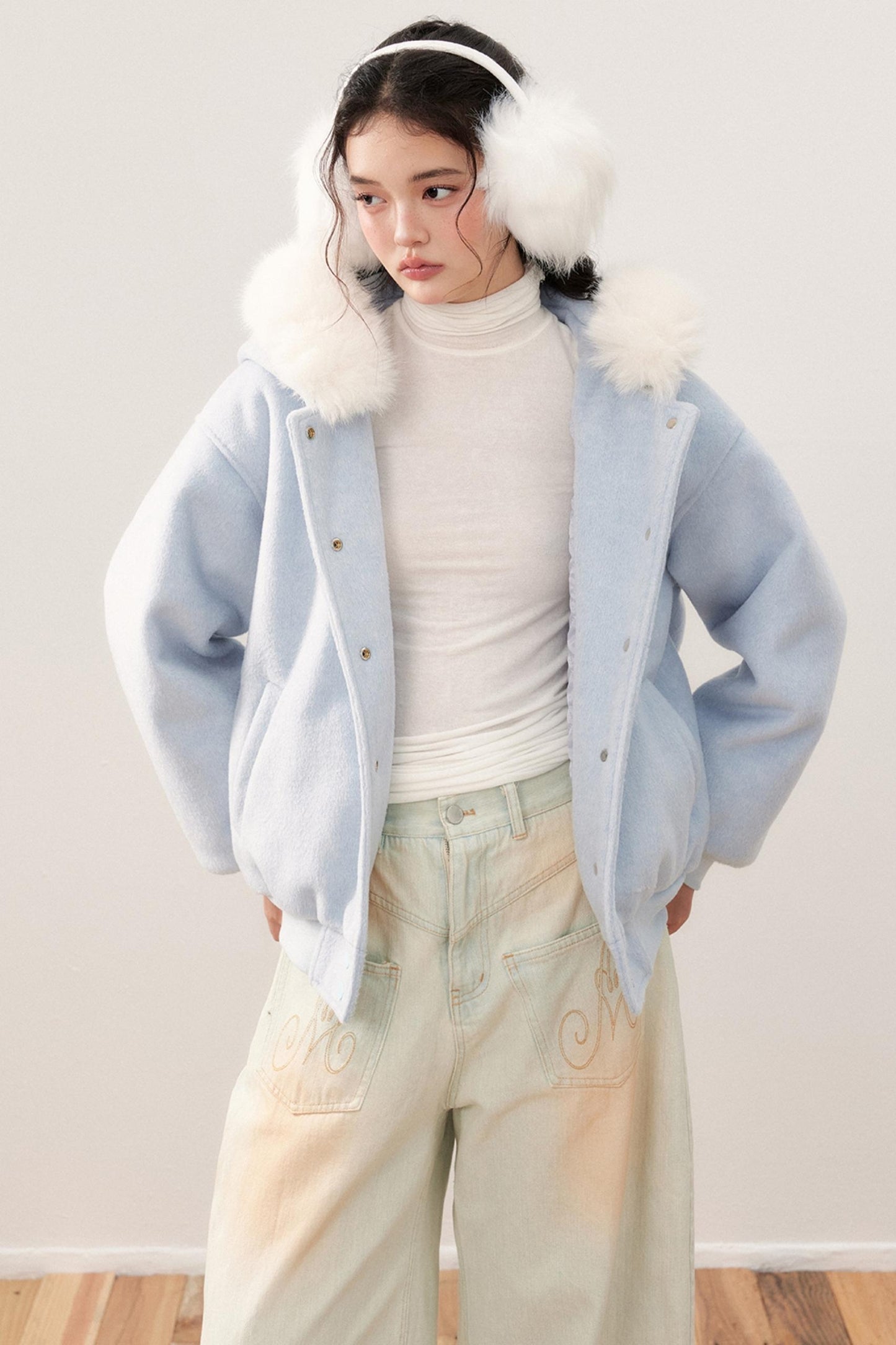 Fur Collar Hooded Padded Jacket
