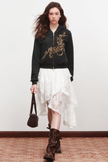 Rose Zipper Short Coat