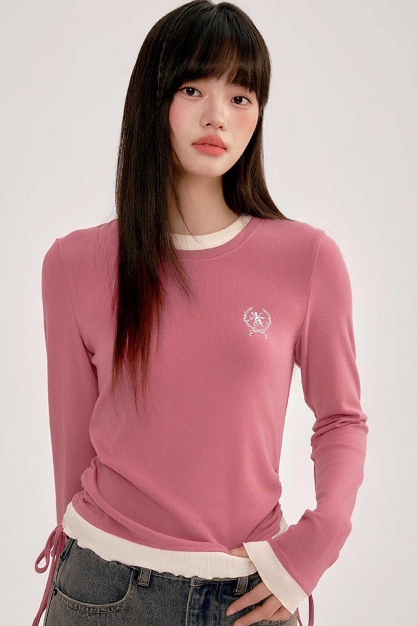 Contrasting Slim Long-Sleeved Top