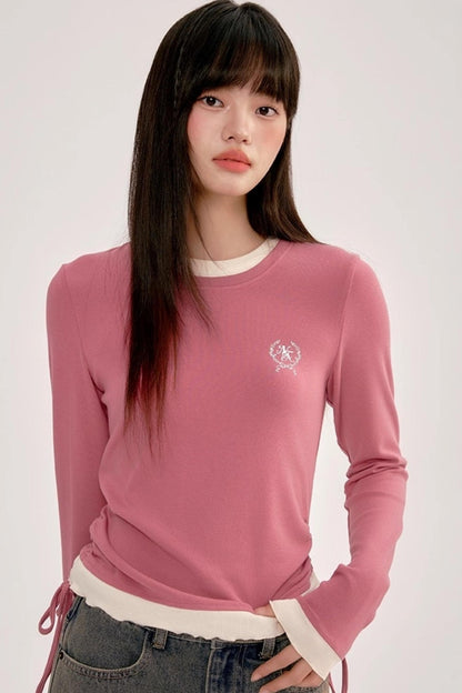 Contrasting Slim Long-Sleeved Top