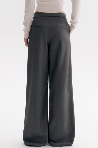 Wool Blend Bow Wide-Leg Pants