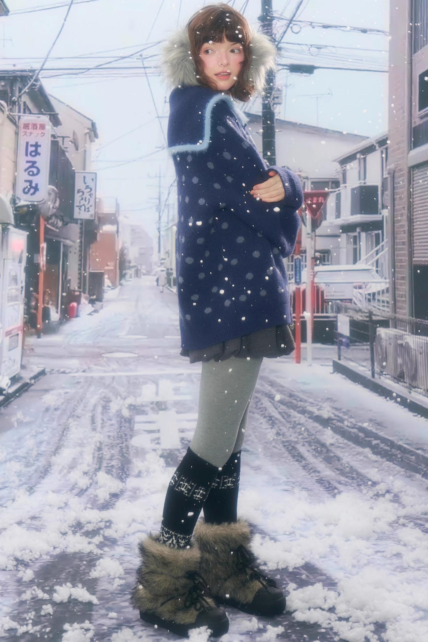 Retro Navy Collar Cardigan Jacket