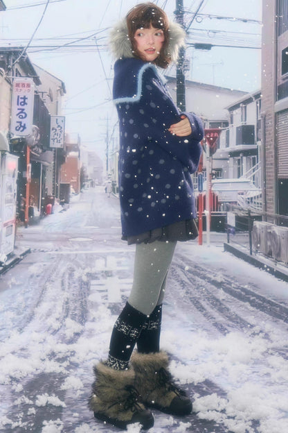 Retro Navy Collar Cardigan Jacket