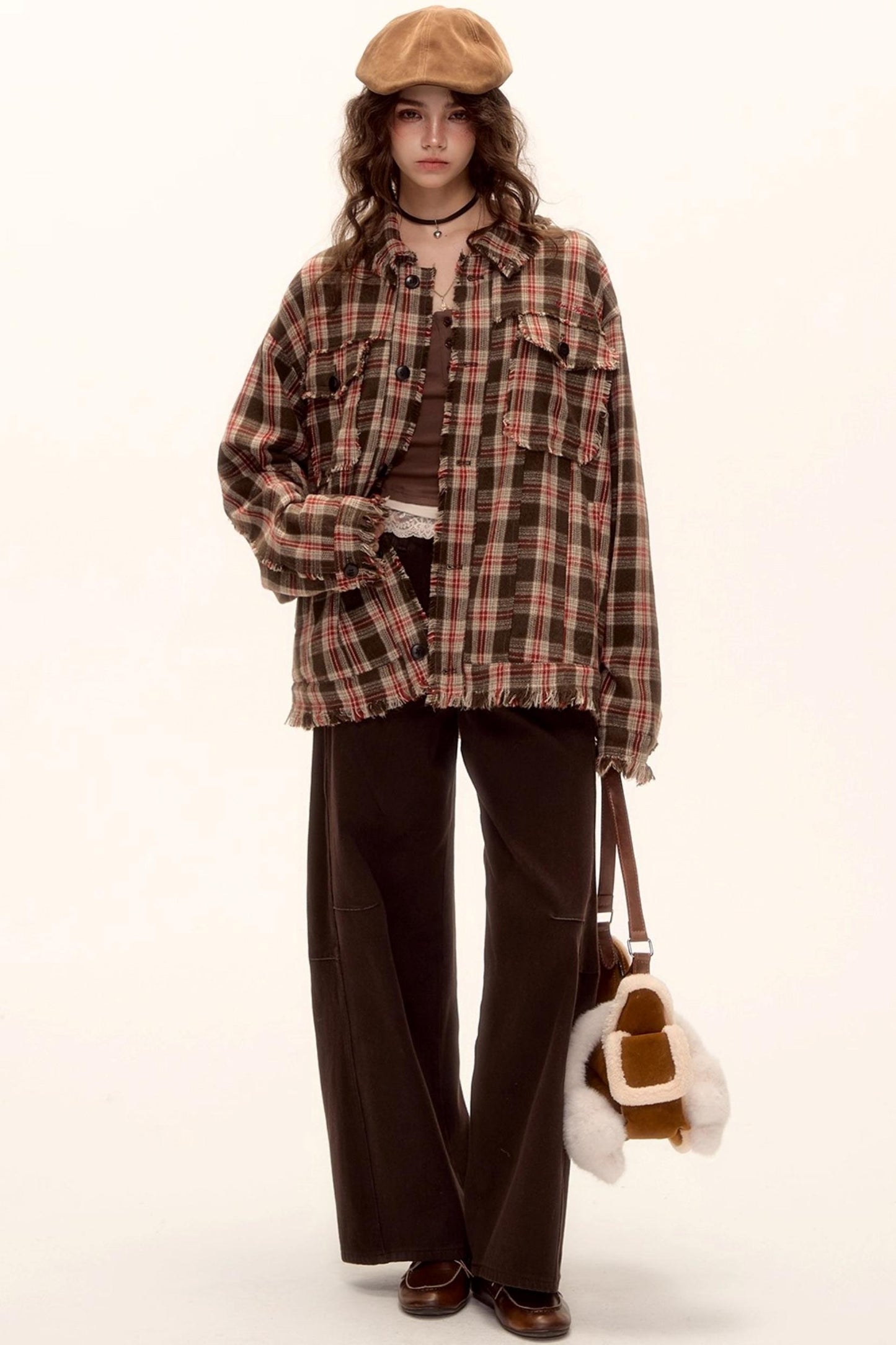 Wool Plaid Frayed Shirt