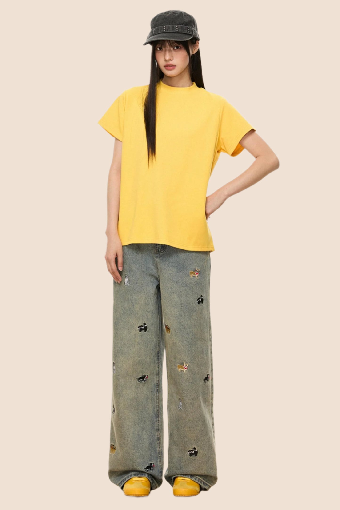 Vintage Embroidered Loose Fit Jeans