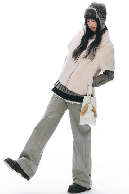 Knit Button Hem Pants