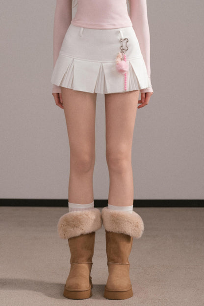 Pleated A-Line White Skirt