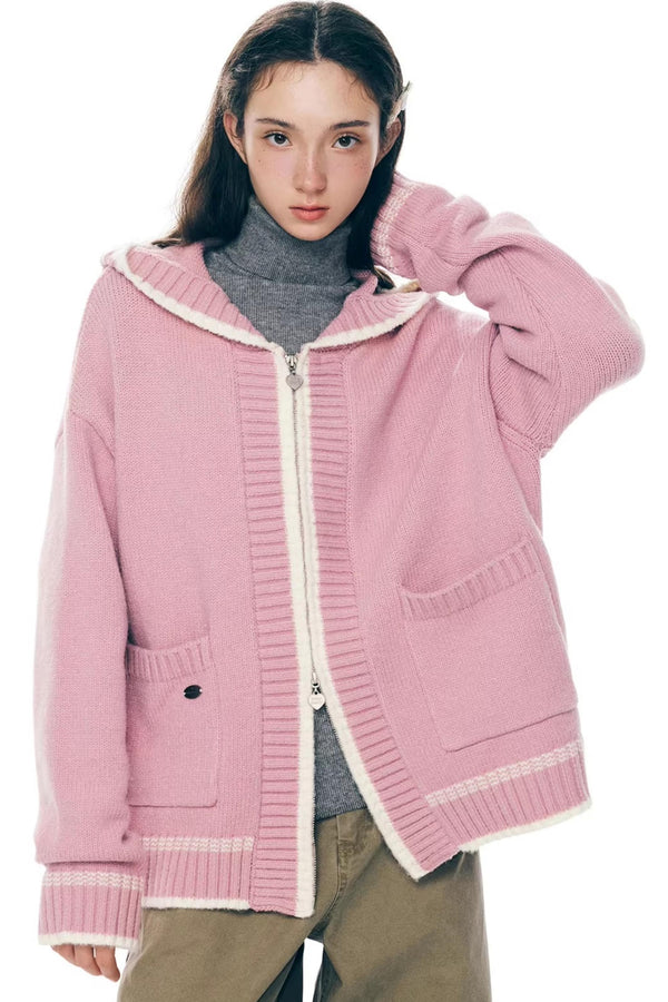 Velvet Snow Hooded Cardigan