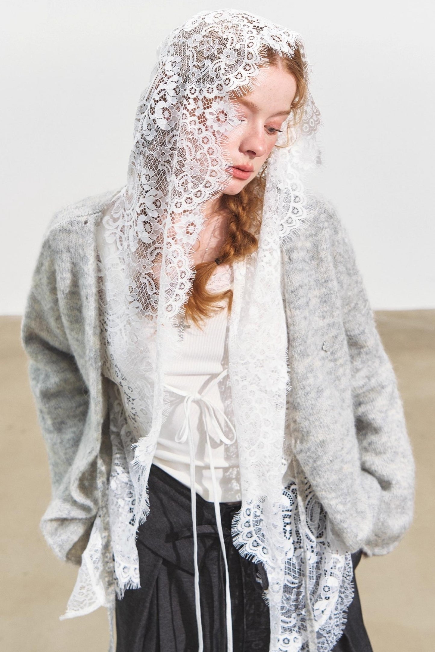 Hooded Panelled Lace Cover-Up Outer