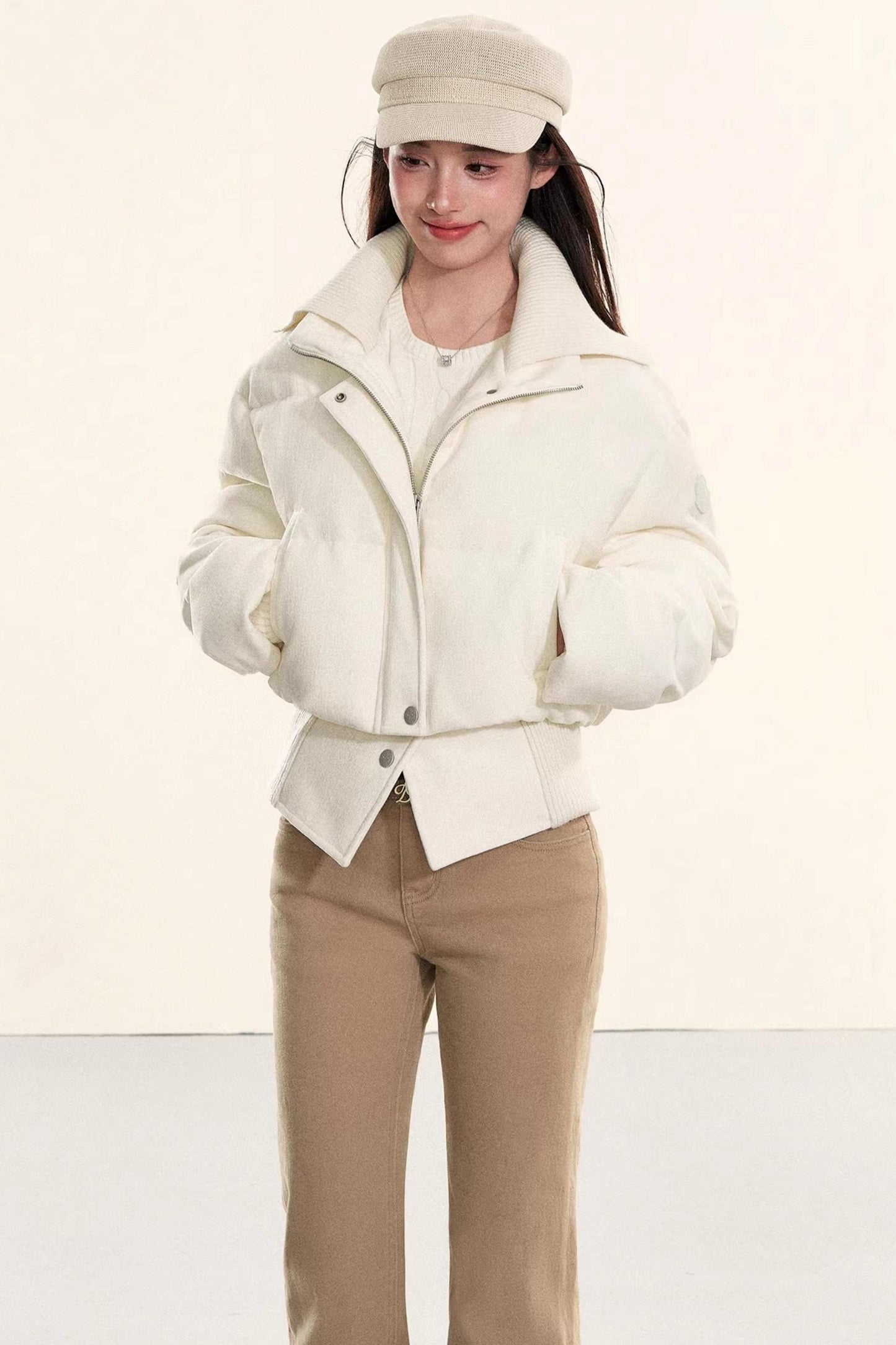 Velvet-Like Ruffle Trim Coat