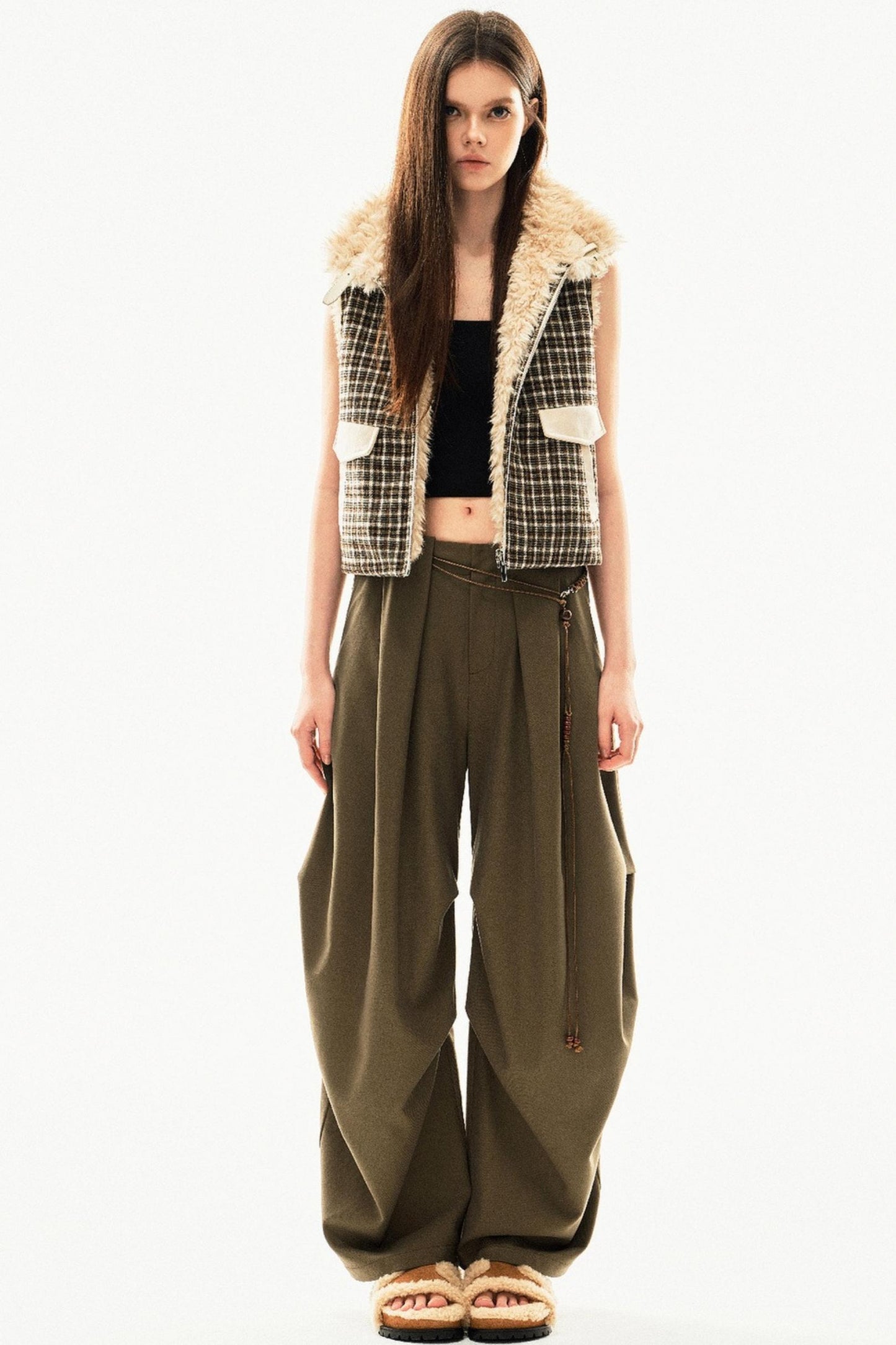Reversible Plaid Vest Jacket